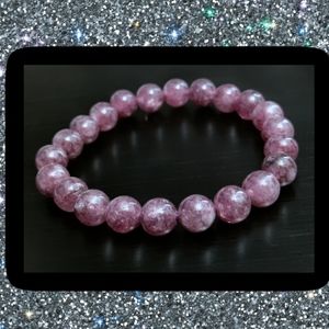 Pink Tourmaline gemstone beaded stretch bracelet #005